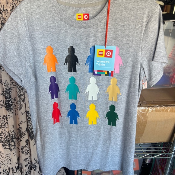 Lego Tops - Lego Women's Gray Short Sleeve Tee with Multicolor Minifigure Grid